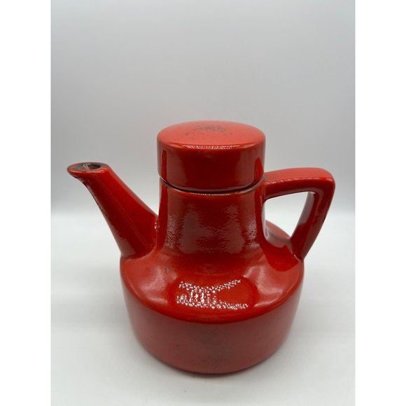 Vintage Metlox Pottery Poppytrail Red Teapot MCM Stamped 4550/3 on base - Picture 1 of 9
